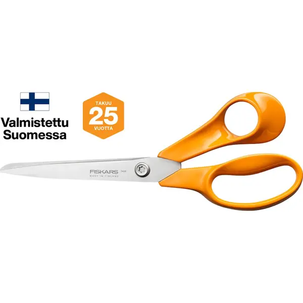 Ciseaux - droitier - acier inox lames facettées coupe précise durable - FISKARS