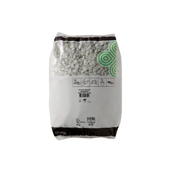 Gravier marbre blanc concassé - Sac de 25 kg