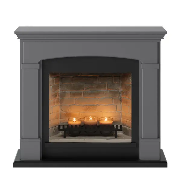 Cheminée électrique à bougies parfumées - HELMI Zenflame - Effets flammes et crépitement - Gris - TAGU