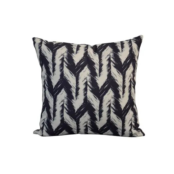 Coussin déhoussable exterieur décor Motif Graphique chevron noir 45 x 45 cm - PROLOISIRS
