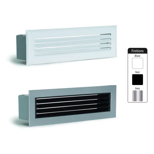 Grille de hotte à lamelles blanche avec pare-chocs - 190 x 60 mm - Joncoux