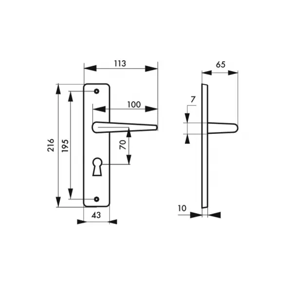 Ensemble de poignées pour porte de chambre Demeter trou de clé, entr'axes 195mm, chromé - THIRARD
