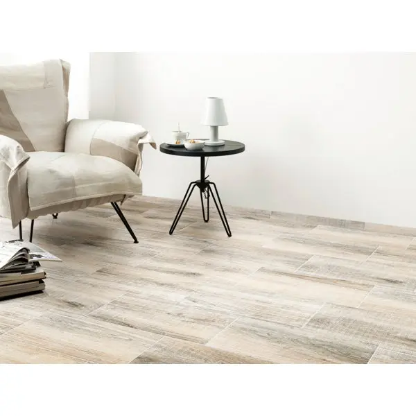 Carrelage de sol intérieur "Larix" gris clair 31 x 62 cm
