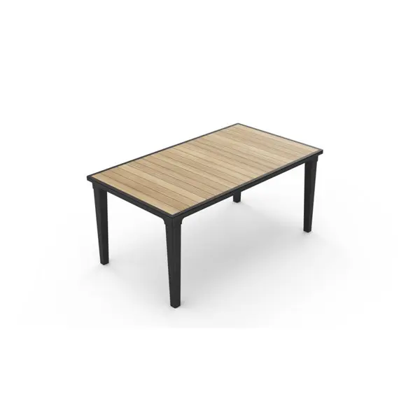 Table de jardin rectangulaire 6 personnes effet bois 165 cm