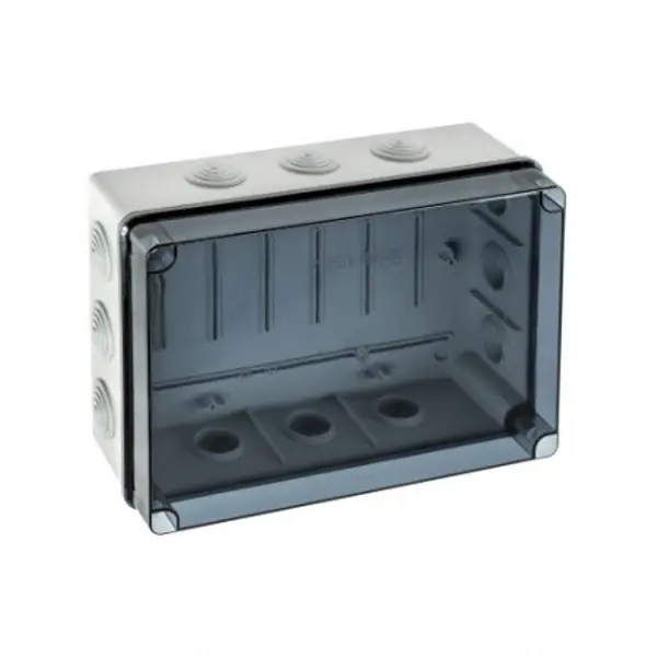 EVT322 IDE Boite de dérivation étanche IP65 avec avec couvercle transparent et entrées coniques dim.328x239x129