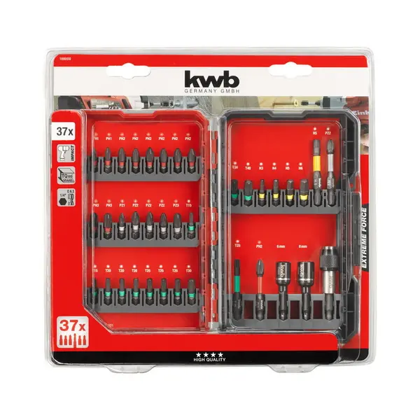 Coffret de 37 embouts impact pour machines à percussion - KWB by Einhell