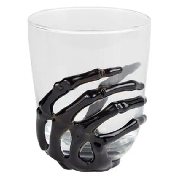 Verre main squelette Halloween noir transparent
