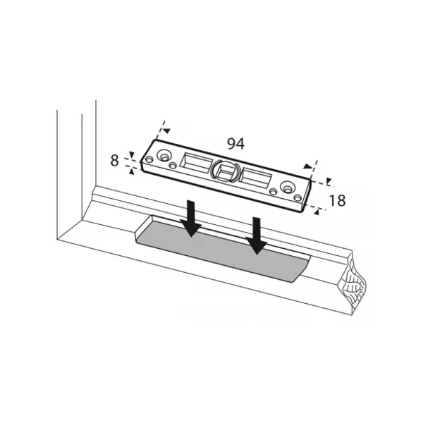 Gâche de tringle pour fenêtre 2 vantaux Compatible UNIJET Dim.94x18mm FERCO E-19551-32-0-1 - FERCO by THIRARD