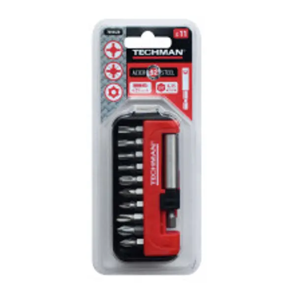 Jeu de 10 embouts s2 + porte-embouts Ph1 / Ph2 / Ph3 / Pz1 / Pz2 / Pz3 / TT15 / TT20 / TT25 / TT30 / Porte-embouts - TECHMAN
