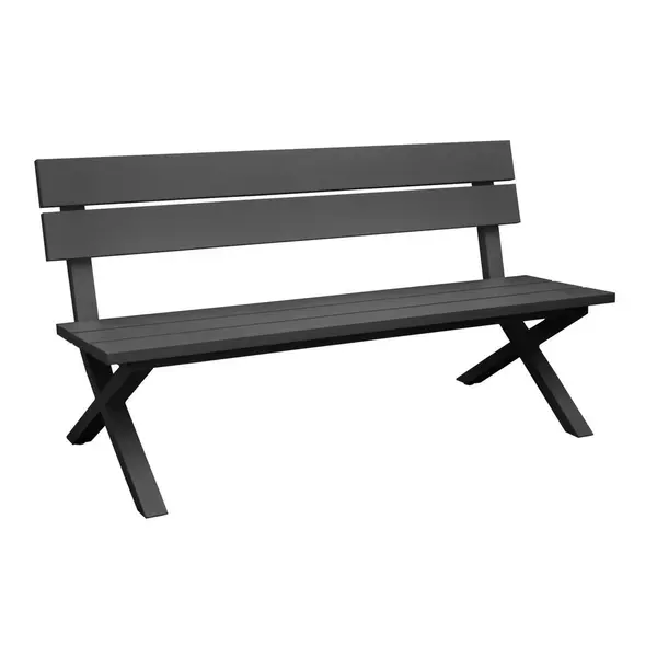 Banc de jardin 2 places Crossway avec dossier graphite 160 x 84 x 62 cm - PROLOISIRS