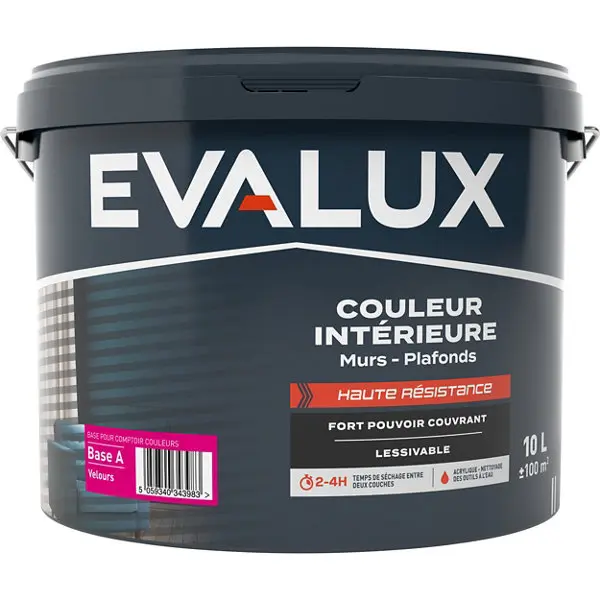 Peinture mur haute résistance Base A Velours 10 L