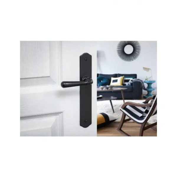 Ensemble de poignées pour porte intérieure Charon sans trou, carré 7mm, entr'axes 195mm, acier patiné - THIRARD