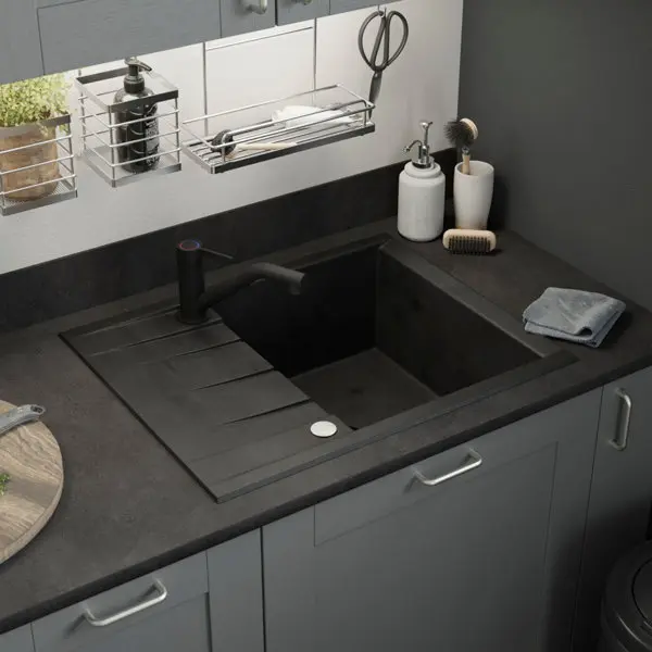 Évier en résine "Ising XS" noir - 1 cuve