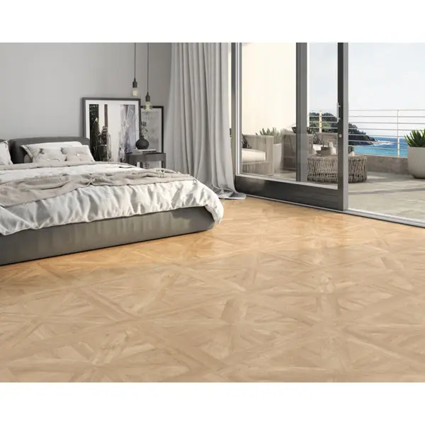 Carrelage sol intérieur grès cérame émaillé aspect bois NORDIK MARQUETERIE 100 x 100 cm