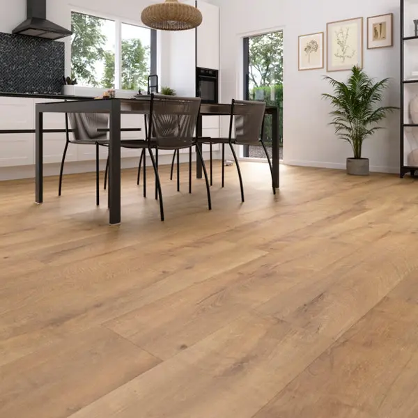 Sol stratifié à clipser aspect mat chêne "Feticeira" compatible pièces humides - L. 128,5 x l. 28 cm x Ép. 8 mm