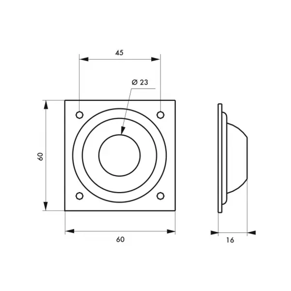 Entrée à cuvette pour verrou, Ø23mm, laiton chromé - THIRARD