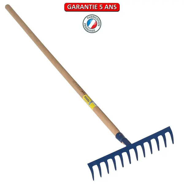 Râteau forgé 12 dents courbes manche bois 1,5 m - PERRIN