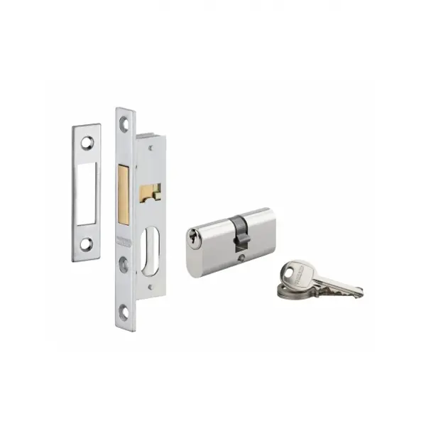 Serrure encastrable avec cylindre pour porte métallique, axe 15mm, cyl. 30x30mm, bouts carrés, 3 clés - THIRARD