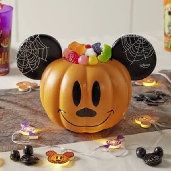 Seau à bonbons Halloween Disney Mickey orange et noir 26x18xH16cm