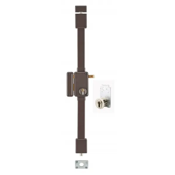 Serrure en applique Beluga A2P* à tirage pour entrée, gauche, 3pts, Transit2 30x65mm, axe 45mm, marron, 4 clés - THIRARD