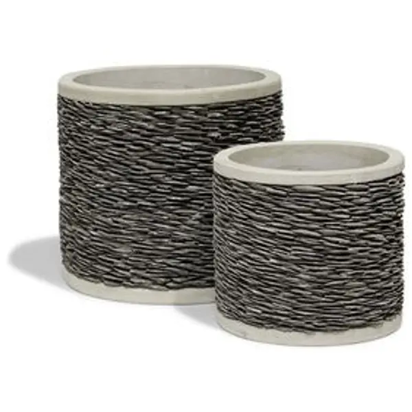 Pot ciment effet parement ardoise Ø34cm
