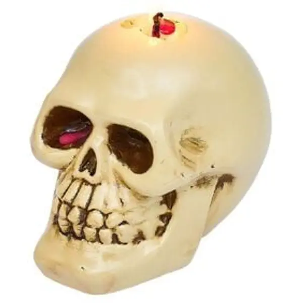 Bougie Halloween tête de mort beige