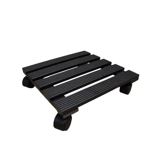 Roule plante carré noir 30 x 30 cm - acier époxy - 4 roulettes avec frein - Louis Moulin