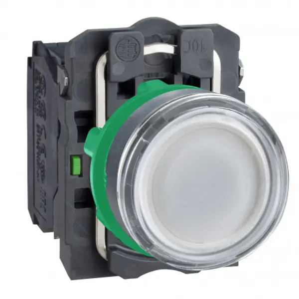 XB5AW31M5 Schneider - bouton poussoir lumineux blanc Ø22 - impulsion - 240V - 1NO+1NF - Harmony XB5