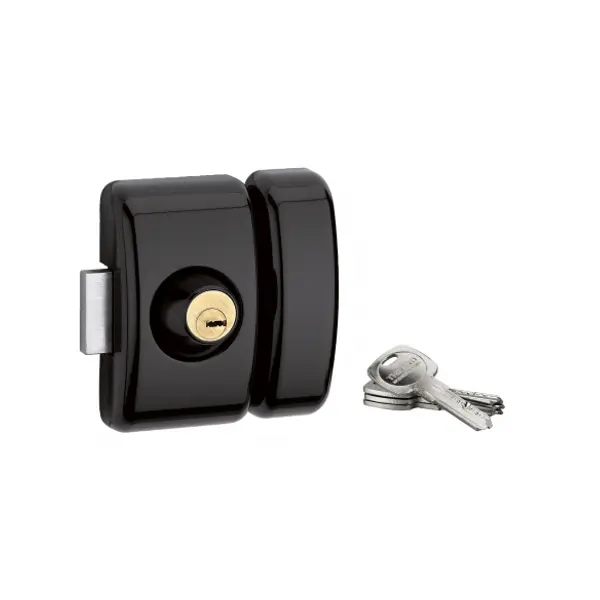 Verrou double entrée Universel pour porte d'entrée, cylindre 45mm, acier, 4 clés, epoxy noir - THIRARD