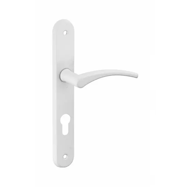 Ensemble de poignées pour porte d'entrée Hebe trou de cylindre, carré 7mm, entr'axes 195mm, laqué blanc - THIRARD
