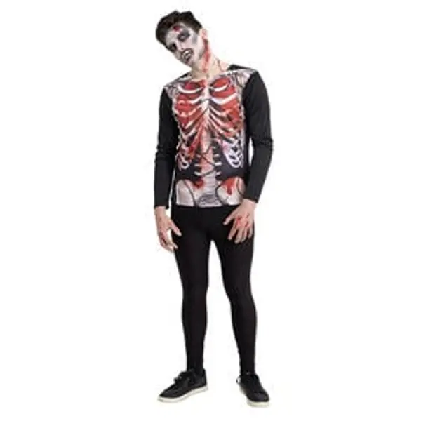 Déguisement adulte Halloween zombie trompe-l'oeil tshirt -Taille unique