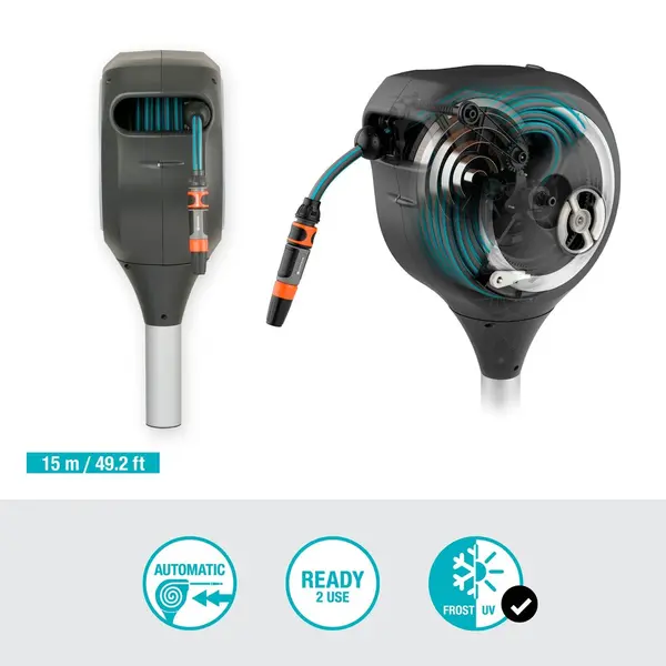 Dévidoir automatique sur pic RollUp S 15 m - GARDENA