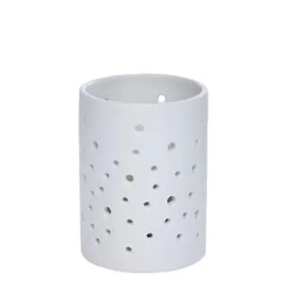Bougeoir LED céramique ajouré noir Ø7,8xH10,5cm