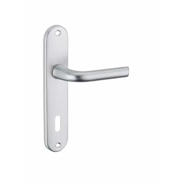 Ensemble de poignées pour porte intérieure Leto trou de clé, carré 7mm, entr'axes 165mm, argent - THIRARD