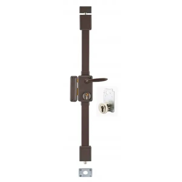 Serrure en applique Beluga A2P* à fouillot pour entrée, gauche, 3pts, Transit2 30x65mm, axe 45mm, marron, 4 clés - THIRARD
