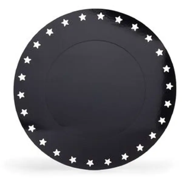 Sous assiette rebord étoile plastique noir Ø34cm x4