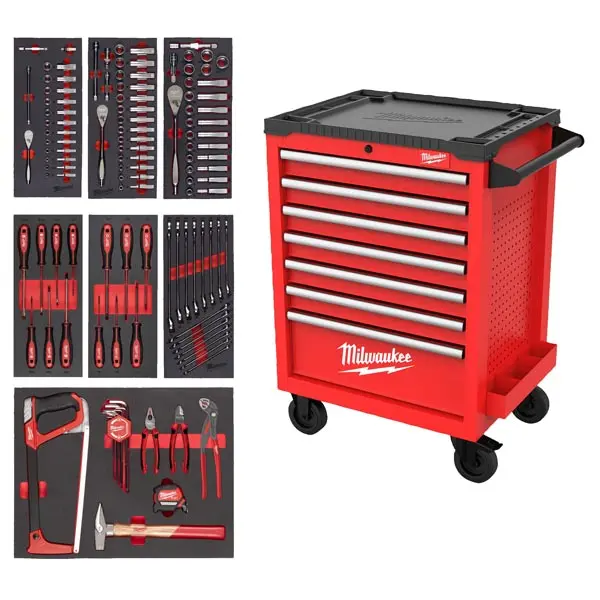 Servante Equipé 7 tiroirs 69cm 196 outils Milwaukee