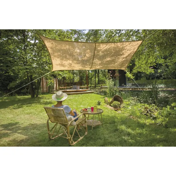 Voile d’ombrage rectangulaire - NATIREL JUTE - 4 x 3 m - toile de jute naturelle beige - Jardiline
