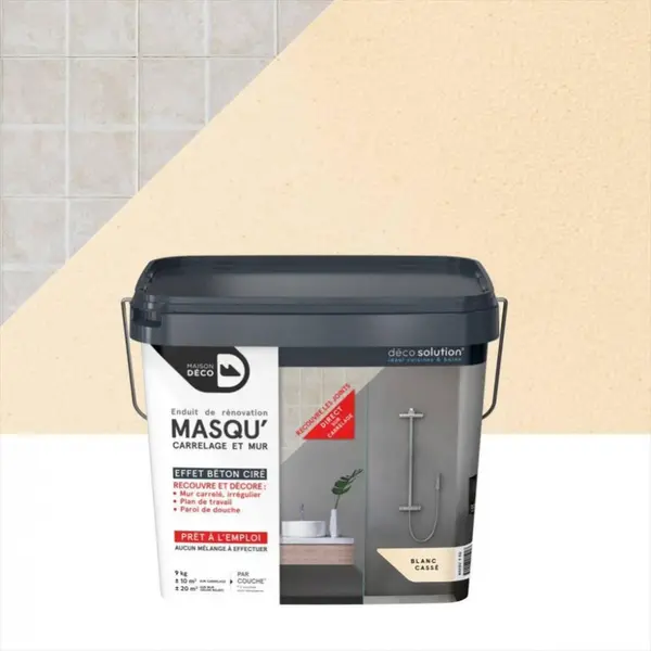 Enduit Masqu'carrelage et mur MAISON DECO, Blanc cassé, 9 kg - MAISON DECO