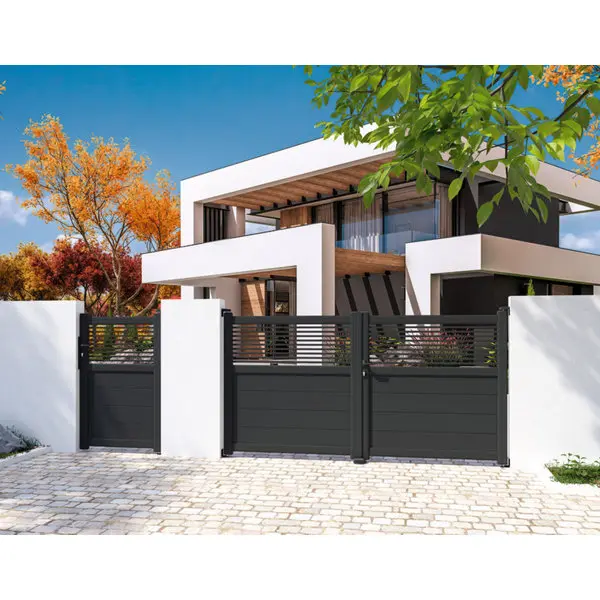 Portail battant aluminium "Santar" 3m gris