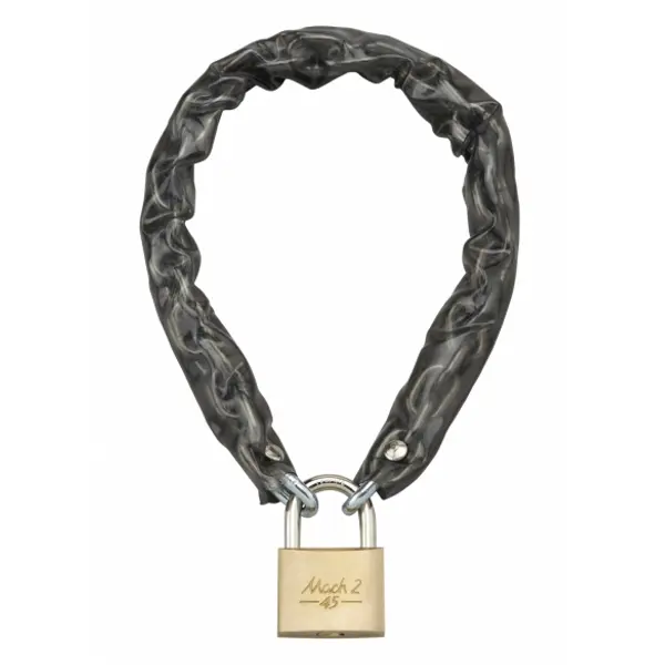 Chaîne acier cémenté zingué à clé Loops, vélo, barrières, Ø 6mm, 0.6m, gaine PVC, cadenas 45mm, 2 clés - THIRARD