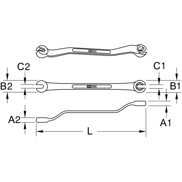 Clé contre-coudée 10x11 mm pour conduits de frein