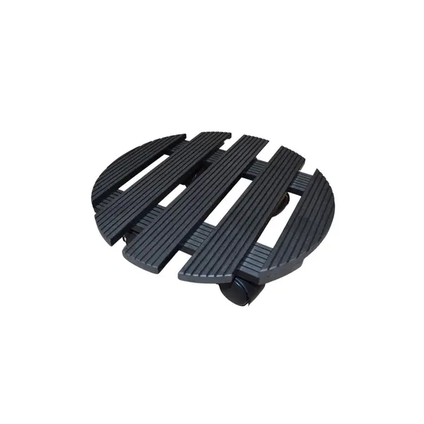 Roule plante rond noir 30 x 30 cm - acier époxy - 4 roulettes avec frein - Louis Moulin