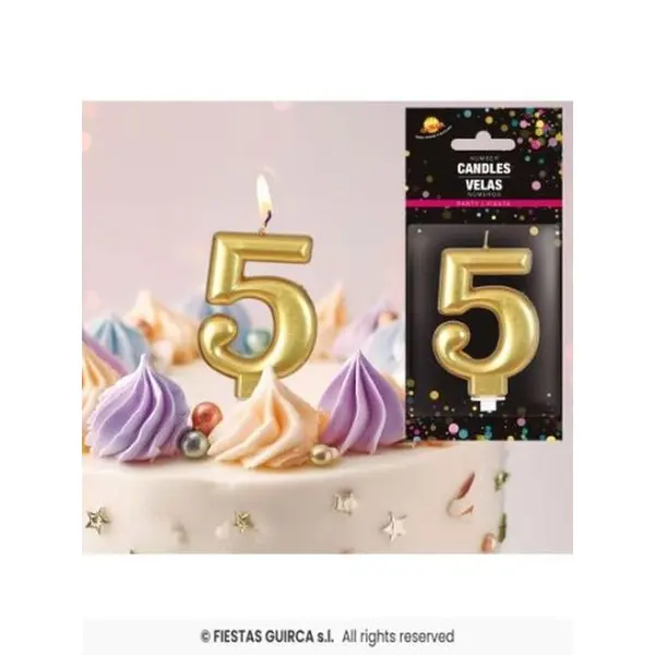 Vela Cumplea?Os N? 5 Oro R-3285