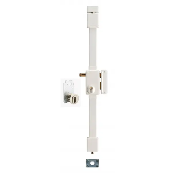 Serrure en applique Beluga A2P* à tirage pour entrée, droite, 3pts, Transit2 30x65mm, axe 45mm, blanc, 4 clés - THIRARD