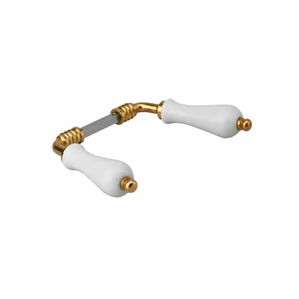 Paire de béquilles pour porte, carré 7mm, 2 portées, porcelaine, blanc - THIRARD