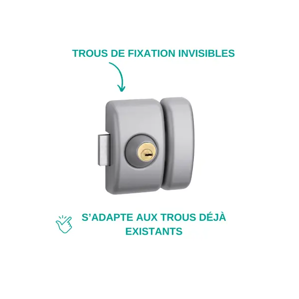 Verrou double entrée Universel pour porte d'entrée, cylindre 45mm, acier, 4 clés, epoxy argent - THIRARD