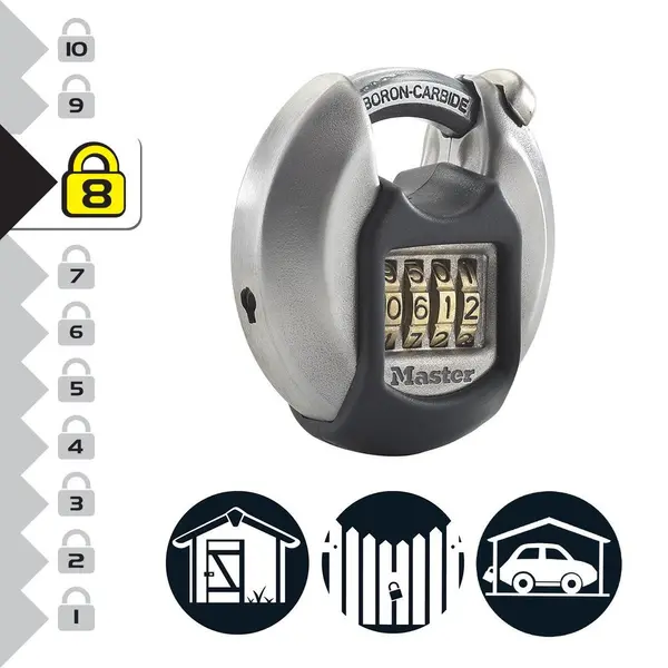 Cadenas à combinaison en inox,MASTER LOCK, l.70 mm - MASTER LOCK