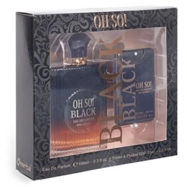 Coffret eau de parfum femme OH SO BLACK 100ml avec flacon de poche 20ml