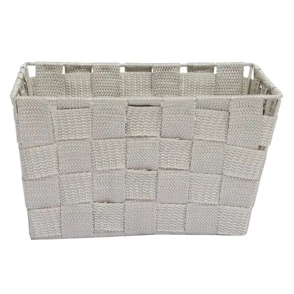 Panière de rangement tressée gris clair Taille L - 21,5x12xH21,5cm